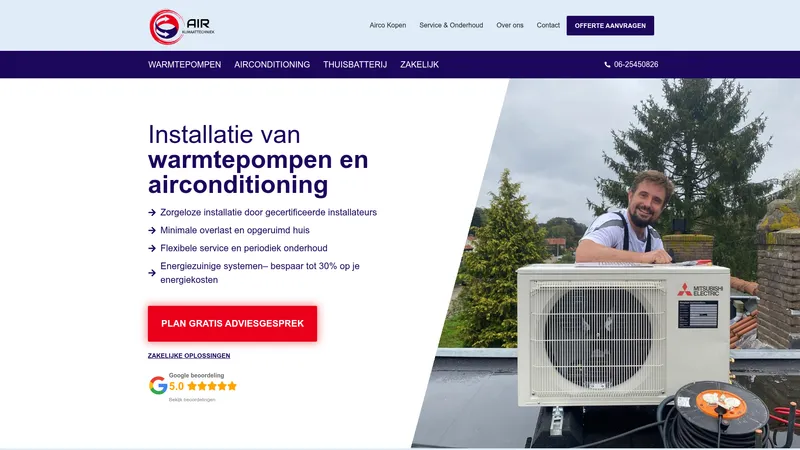 Website van AIR Klimaattechniek Airco en Warmtepomp