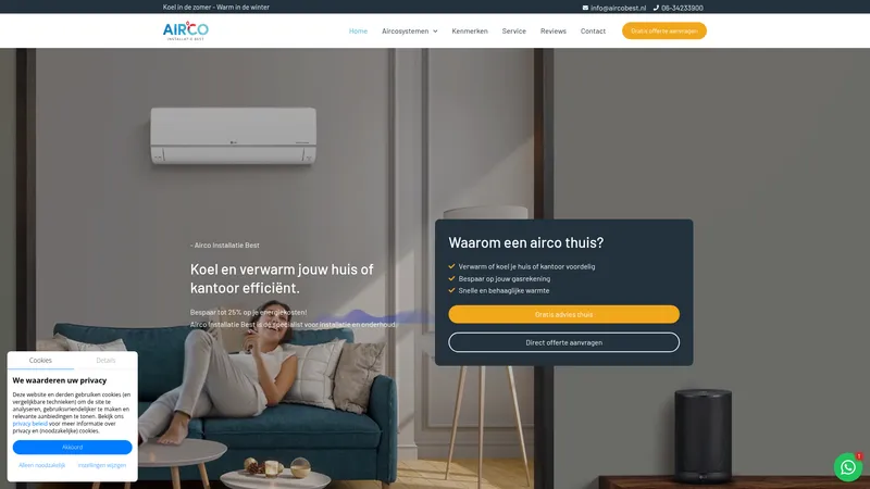 Website van Airco installatie Best