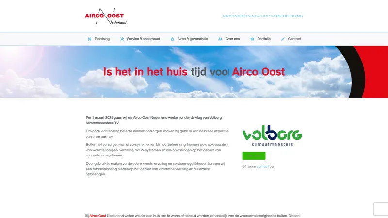 Website van Airco Oost Nederland