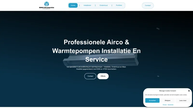 Website van Airco Service BOKA