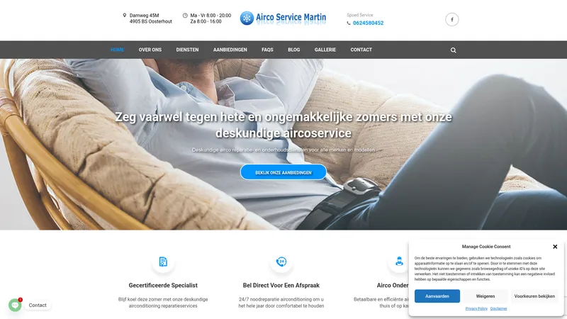 Website van Airco Service Martin