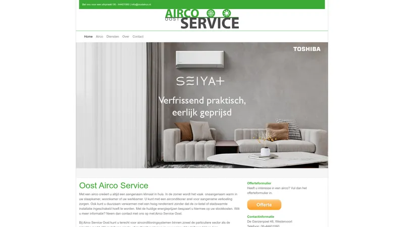 Website van Airco Service Oost