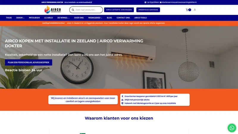 Website van Airco Verwarming Dokter