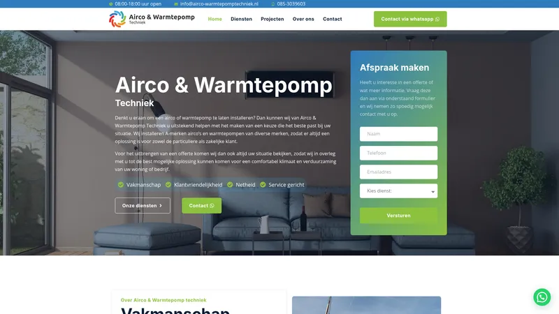 Website van Airco & Warmtepomp Techniek