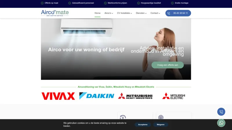 Website van Aircomate
