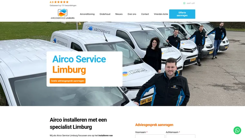 Website van Aircoservice Limburg