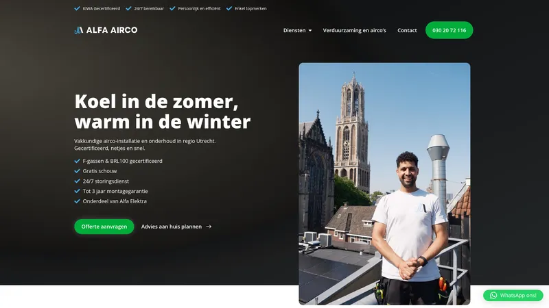 Website van Alfa Airco