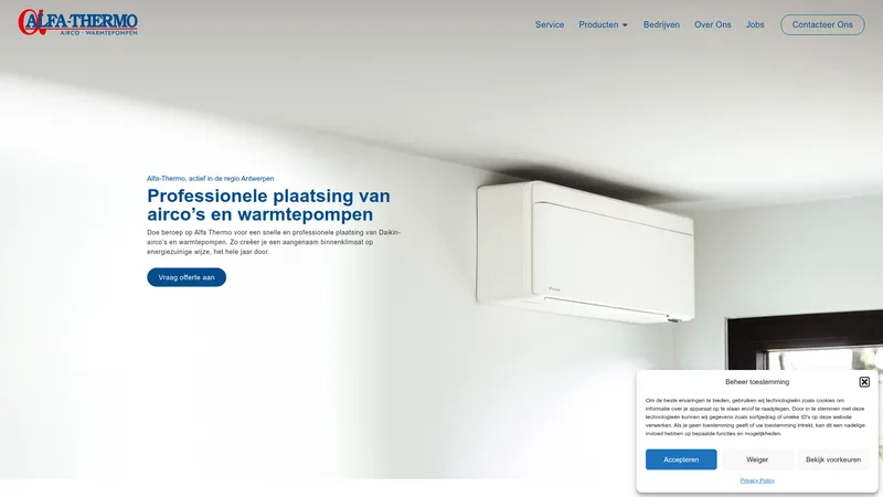 Website van Alfa-thermo Airco Daikin installateur