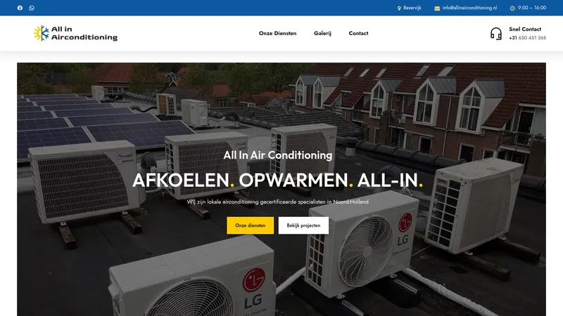 Website van All in Airconditioning