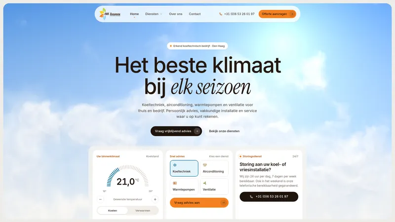 Website van All Seasons Airco