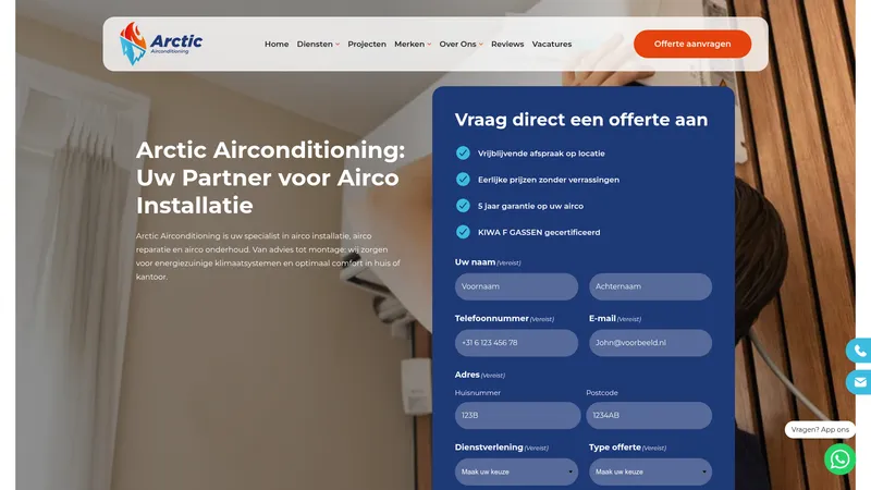Website van Arctic Airconditioning