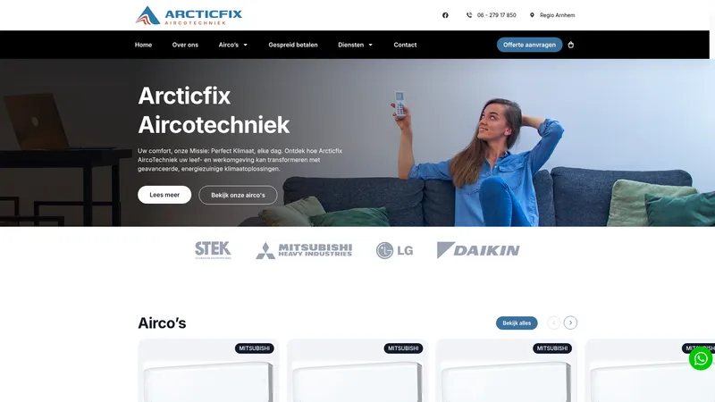 Website van Arcticfix Airco Techniek Nijmegen