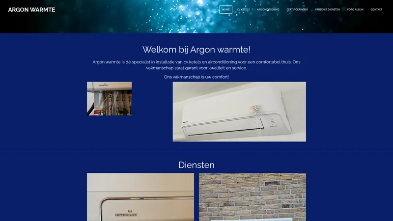 Website van Argon warmte