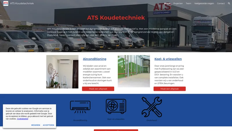 Website van ATS Koudetechniek
