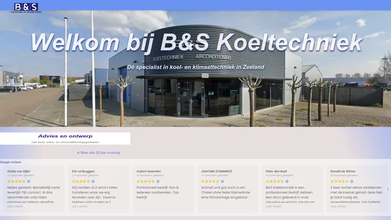 Website van B & S koeltechniek en airconditioning B.V.