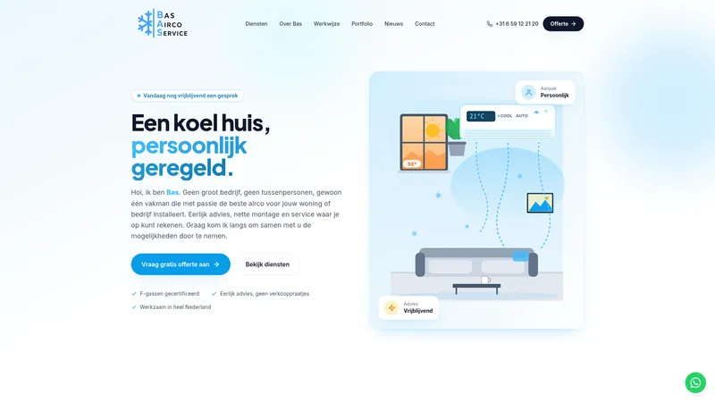 Website van Bas Airco Service