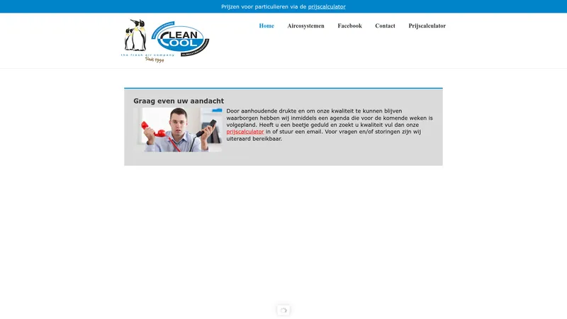 Website van Clean Cool B.V.