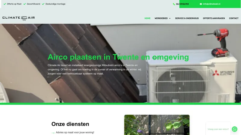 Website van Climate Air | Airco Installaties