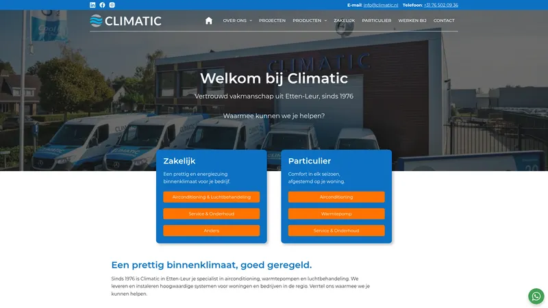 Website van Climatic B.V.