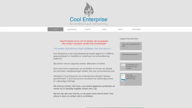 Website van Cool Enterprise
