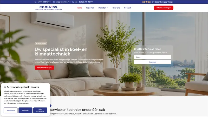 Website van Coolniss Klimaattechniek - Airco installaties