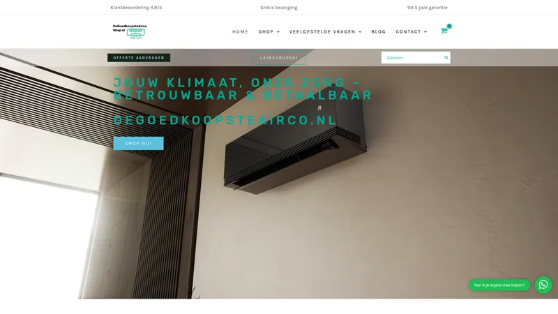 Website van De Goedkoopste Airco
