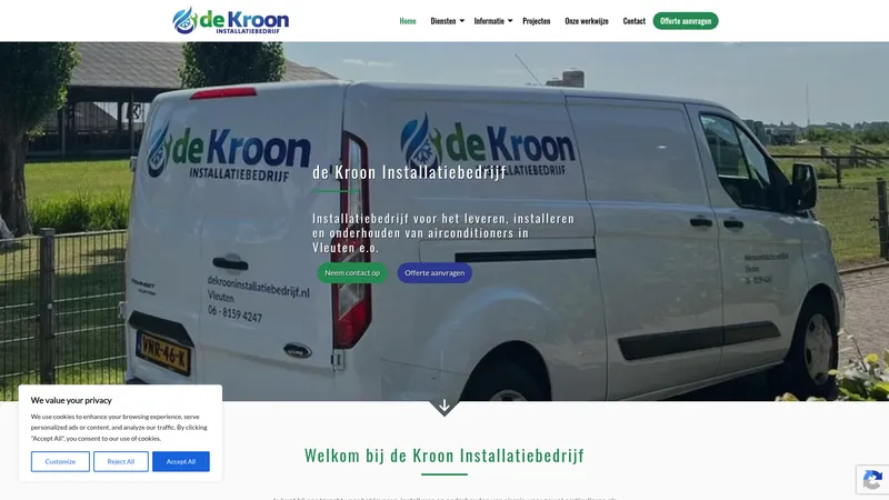 Website van de Kroon Installatiebedrijf