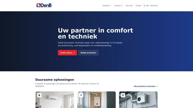 Website van DenB Duurzame Techniek