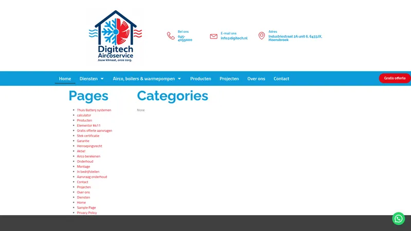 Website van Digitech Airco Service