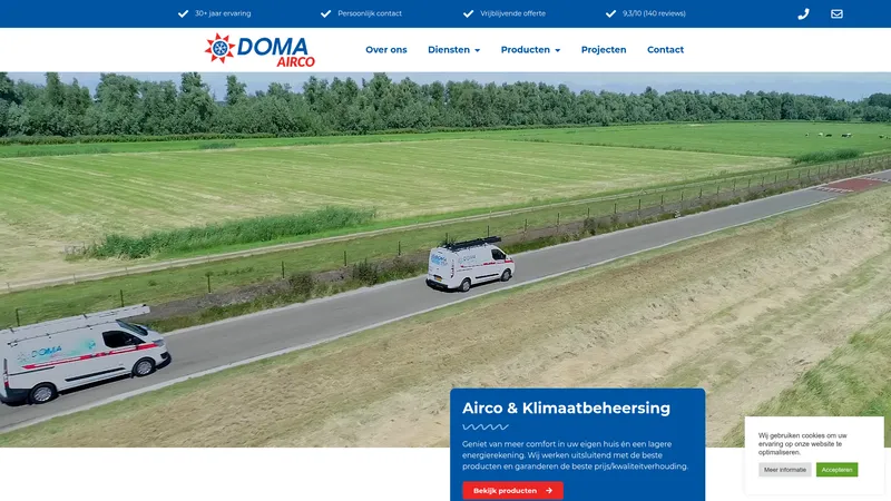 Website van Doma Airco B.V.