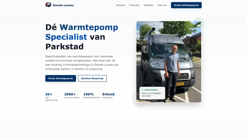 Website van Donato Lunesu Warmtepomptechniek