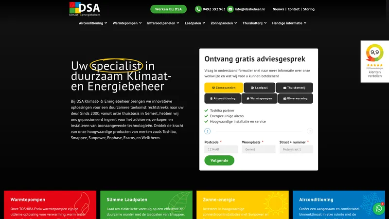 Website van DSA Klimaat- en Energiebeheer
