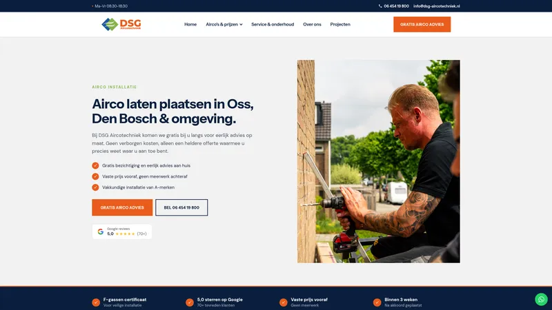 Website van DSG aircotechniek