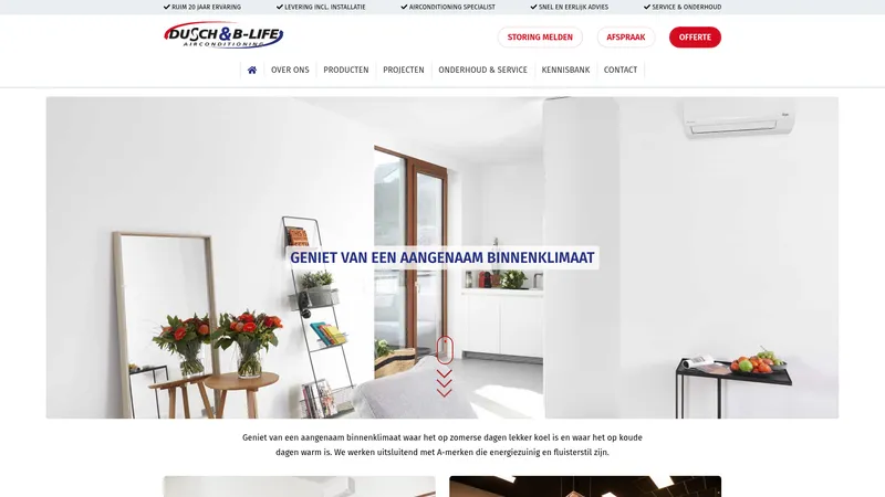 Website van Dusch & B-Life Airconditioning B.V.