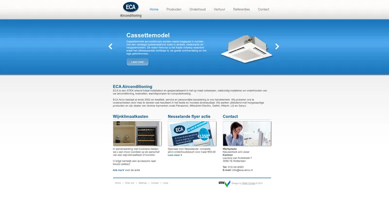 Website van ECA Klimaattechniek B.V.