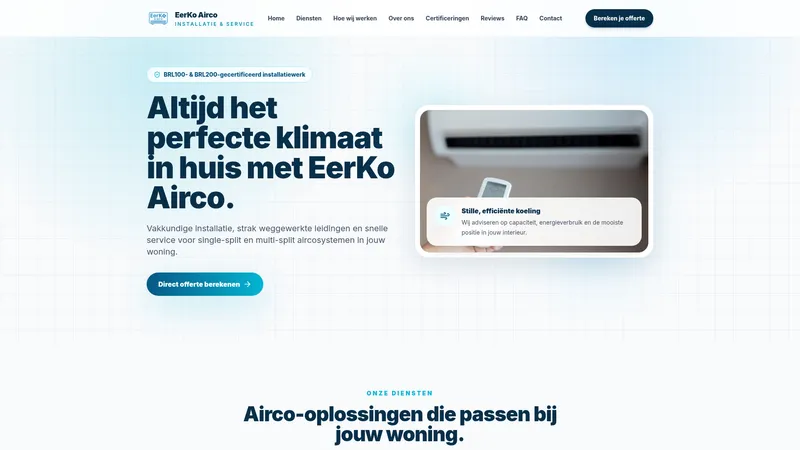 Website van EerKo Airco