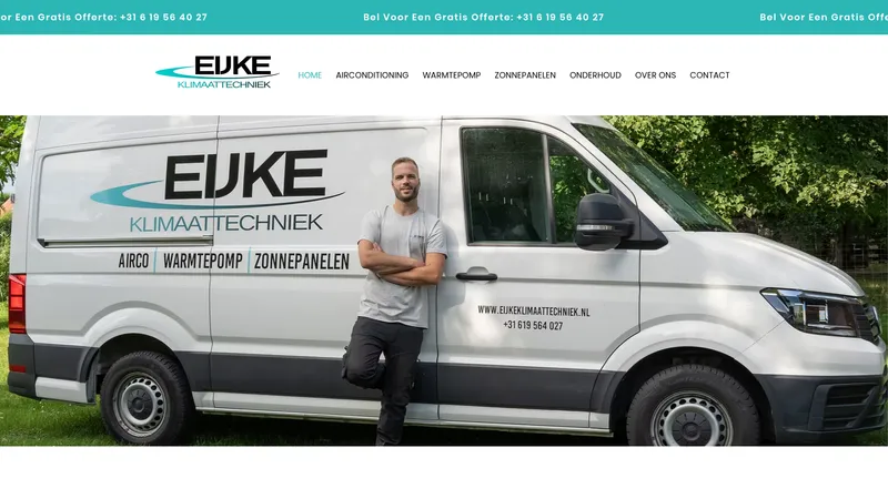 Website van Eijke Klimaattechniek | Airco, Warmtepompen & Zonnepanelen Zeeland