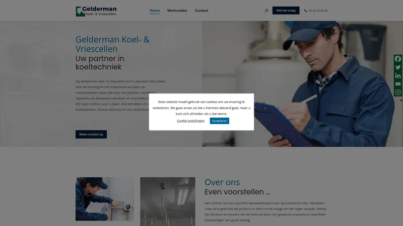 Website van Gelderman Koel- & Vriescellen