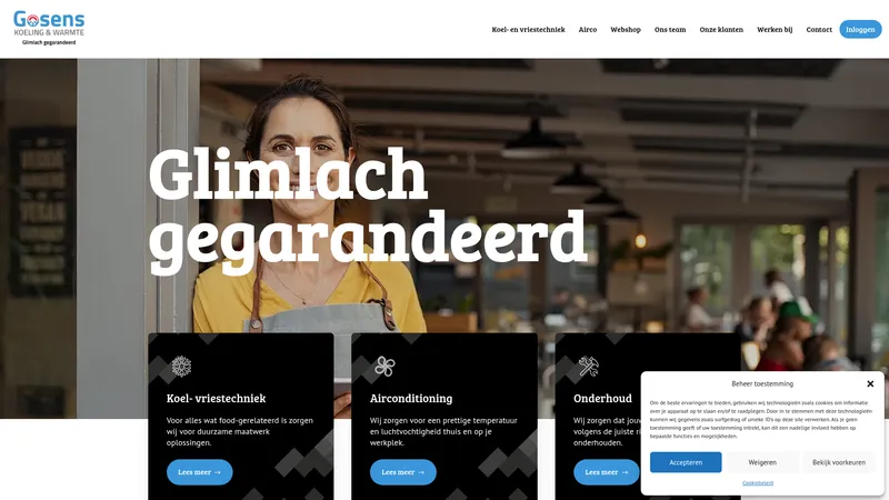 Website van Gosens Koeling & Warmte BV