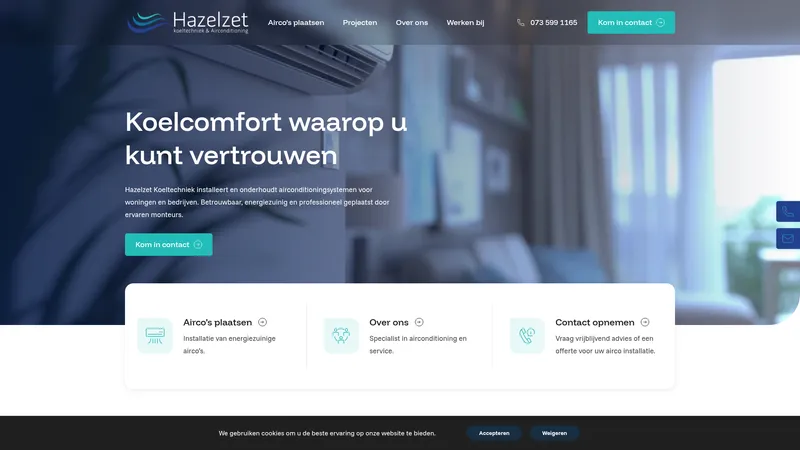 Website van Hazelzet Koeltechniek en Airconditioning B.V.