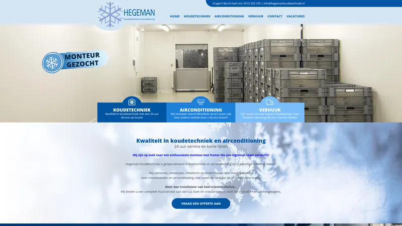 Website van Hegeman Koudetechniek & Airconditioning B.V.