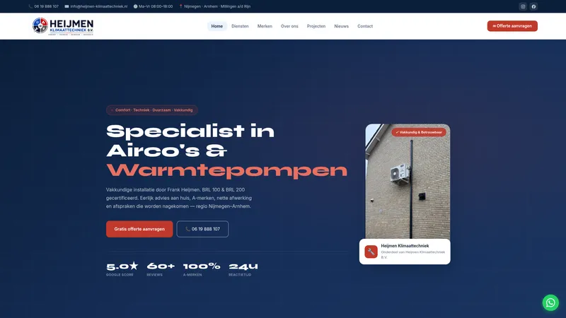 Website van Heijmen Klimaattechniek B.V.