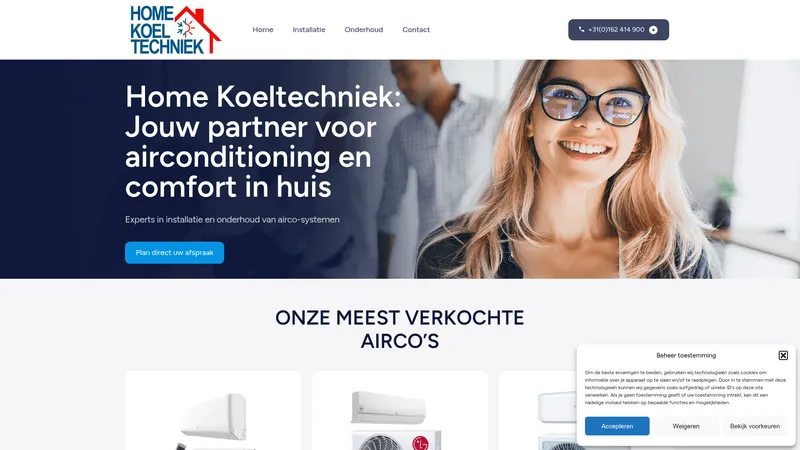 Website van Home koeltechniek
