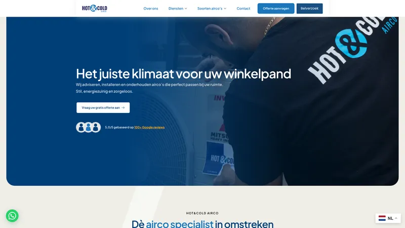 Website van Hot & Cold Airco