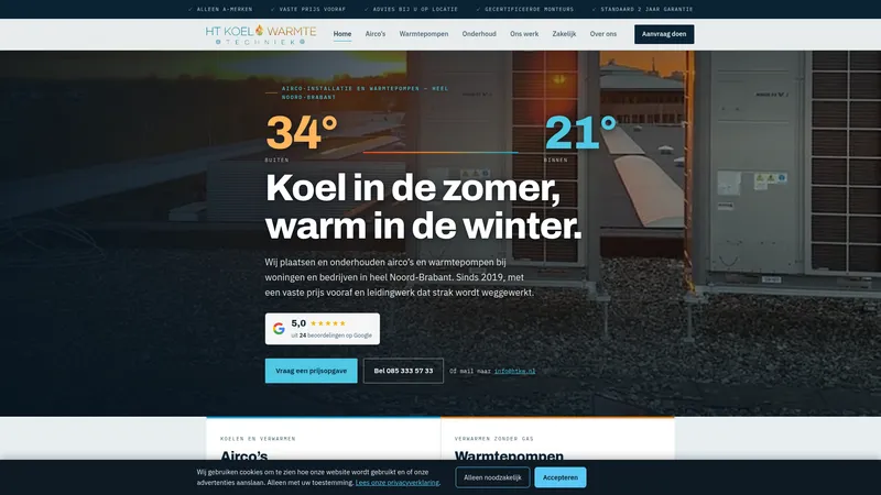 Website van HT Koel & Warmte Techniek (HTKW)