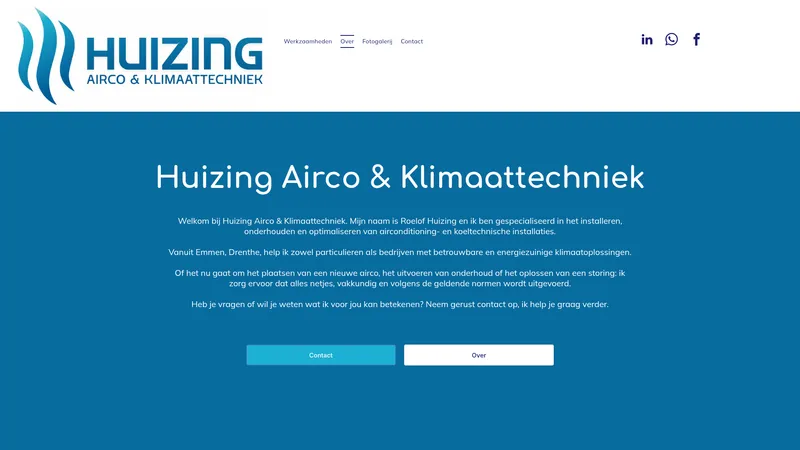 Website van Huizing Airco en Klimaattechniek