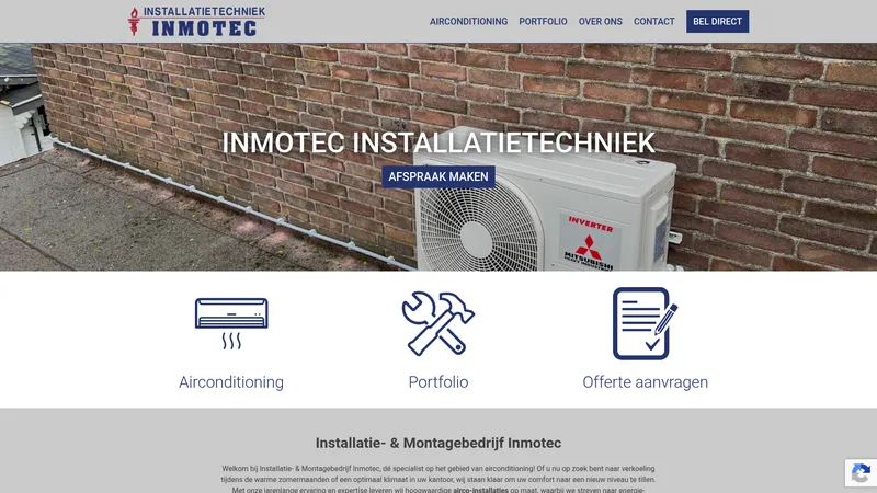 Website van Installatie- & Montagebedrijf Inmotec