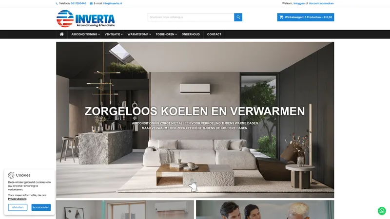 Website van Inverta Airconditioning