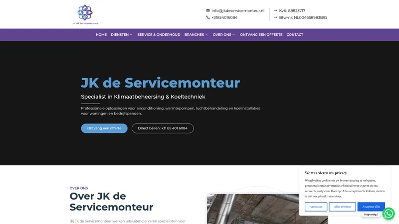Website van J.K. dé Servicemonteur