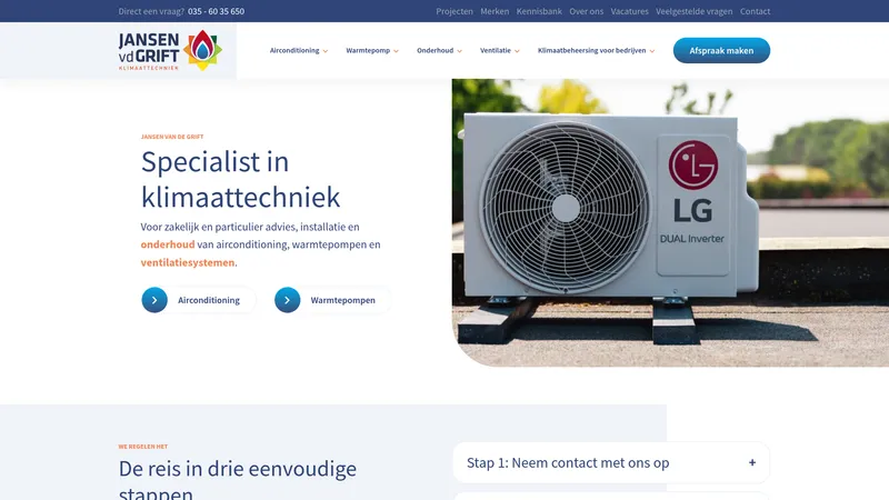 Website van Jansen van de Grift Klimaattechniek